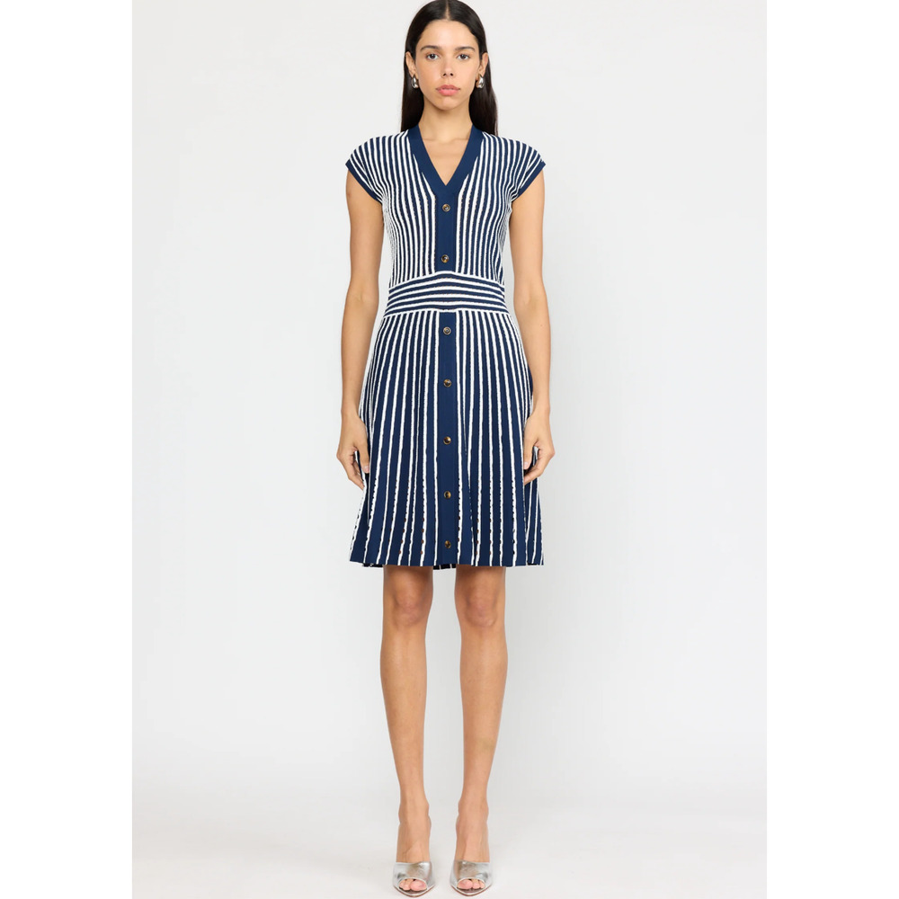 Christy Lynn Kris Dress - Pinstripe Navy Size M